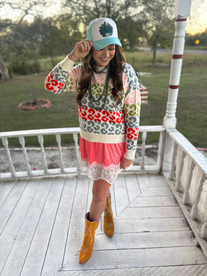 Leopard Block Party Sweater
